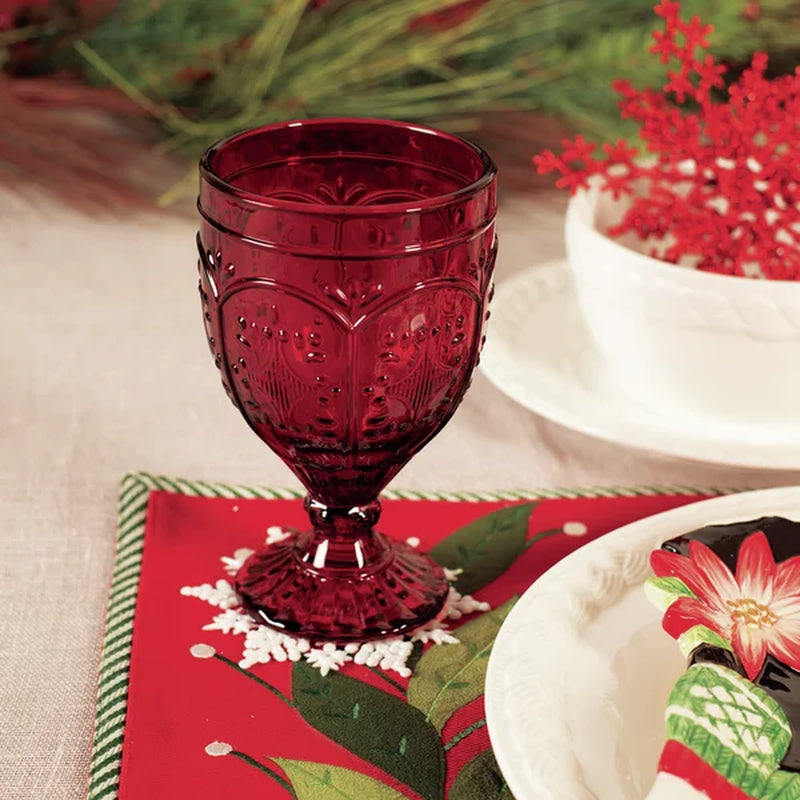Trestle Glassware Ornate Goblets, Red