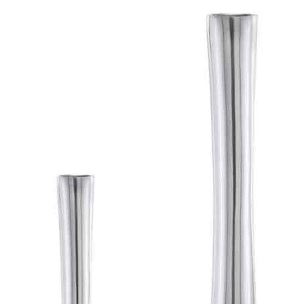 Buffed Silver Hole Set of 2 Vases-3