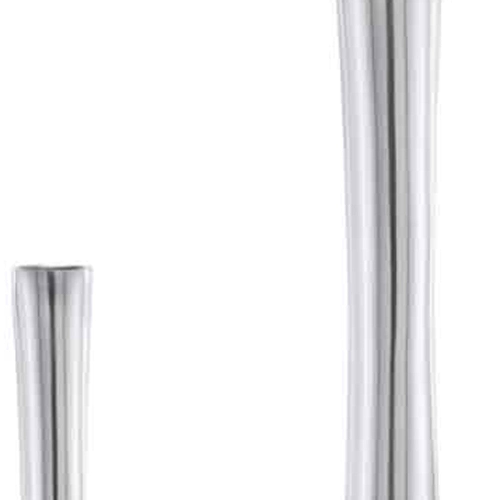 Buffed Silver Hole Set of 2 Vases-4