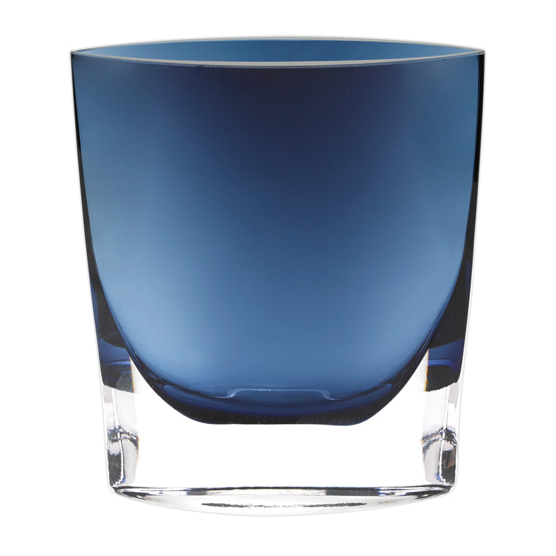 8 Mouth Blown Glass European Made Midnight Blue Pocket Shaped Vase-0