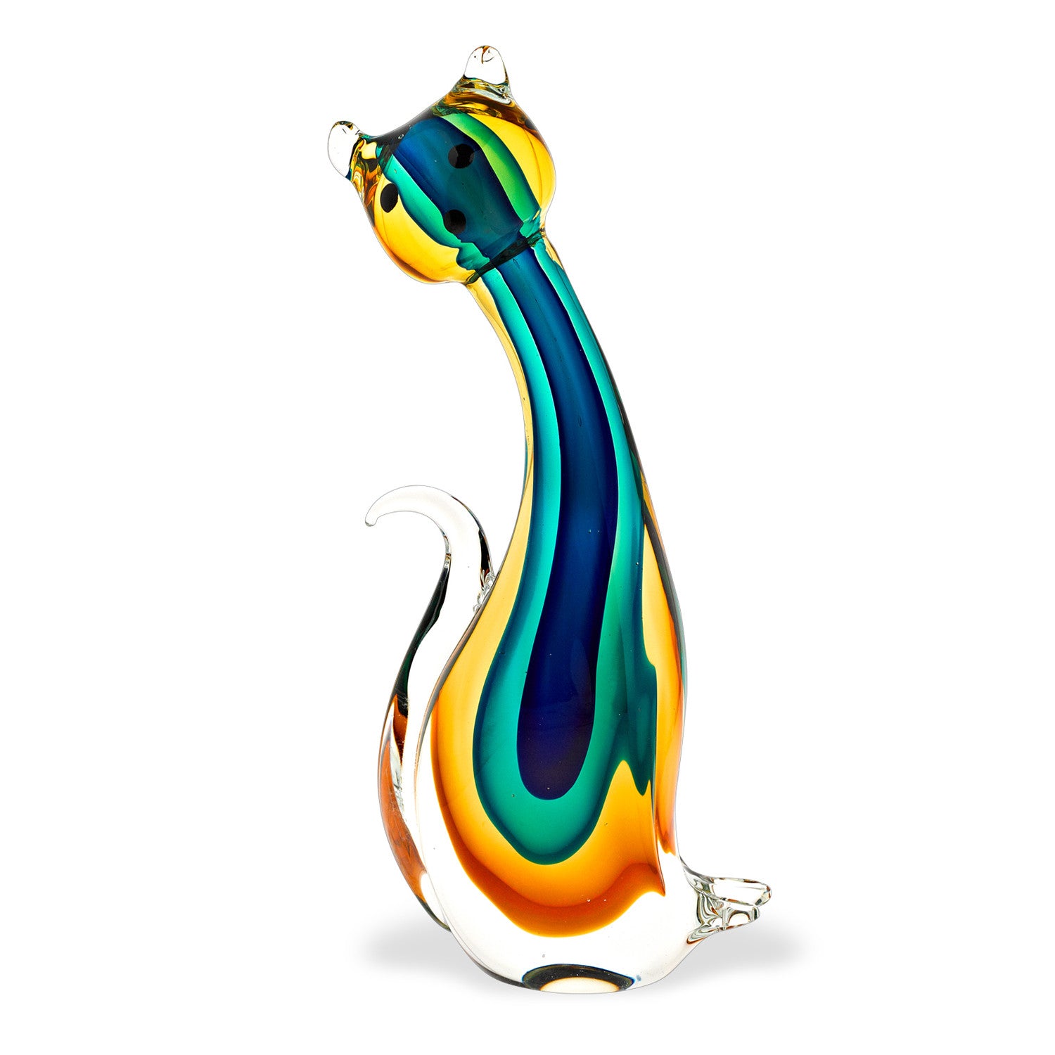 12 Mouth Blown MultiColor Feline Art Glass-0