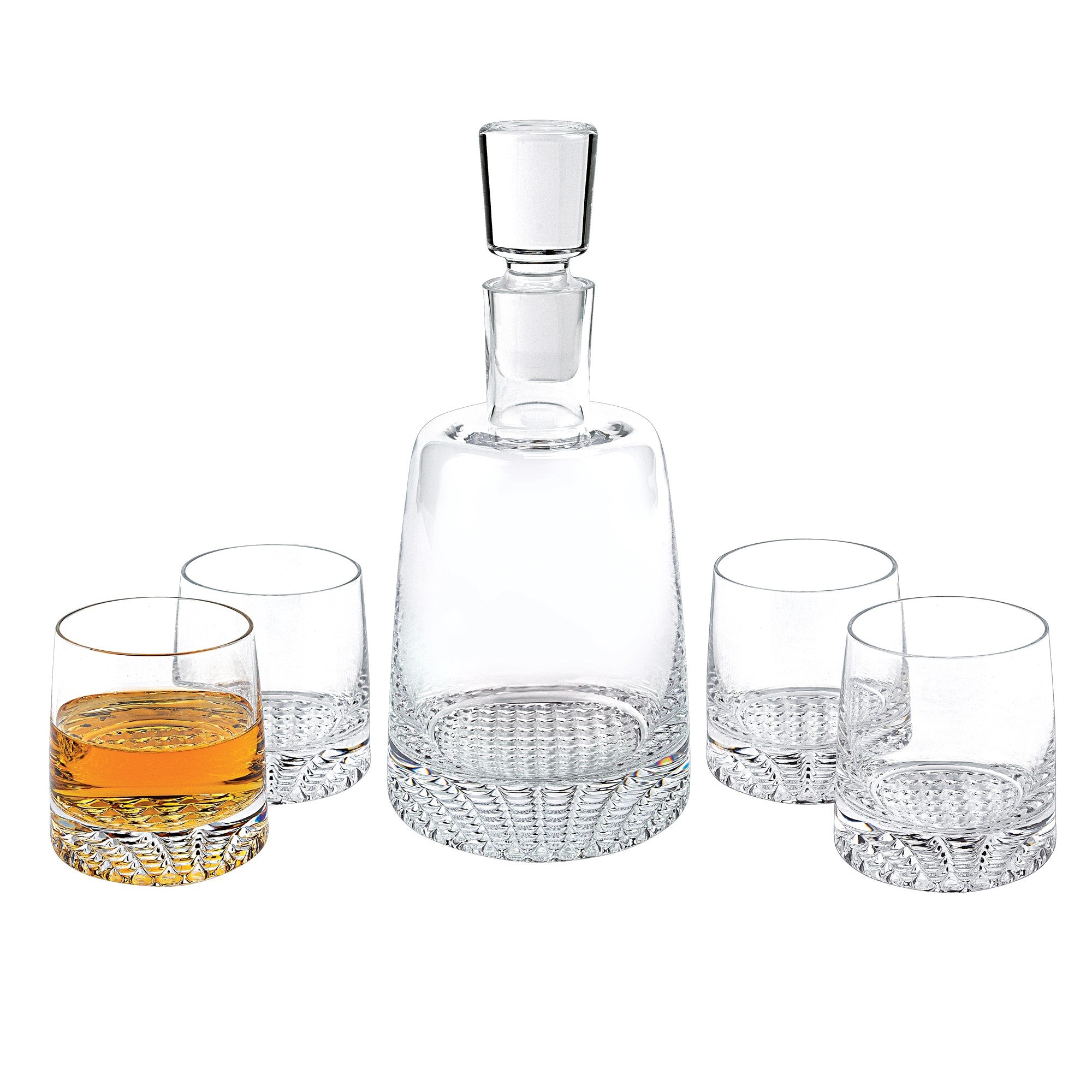 Mouth Blown European Crystal 5 Pc Whiskey Set-0