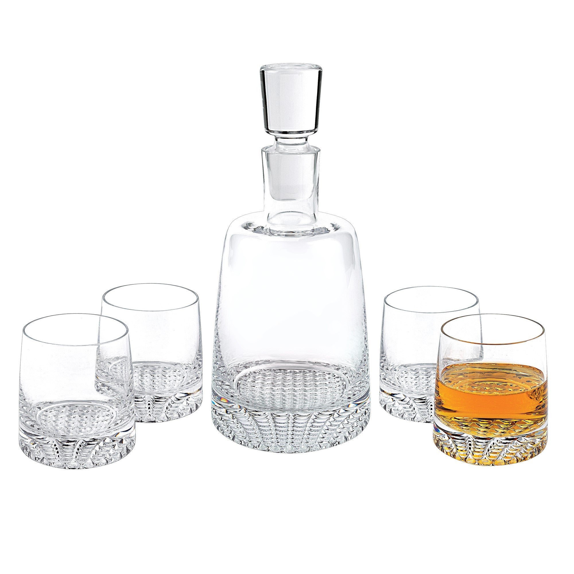 Mouth Blown European Crystal 5 Pc Whiskey Set-1