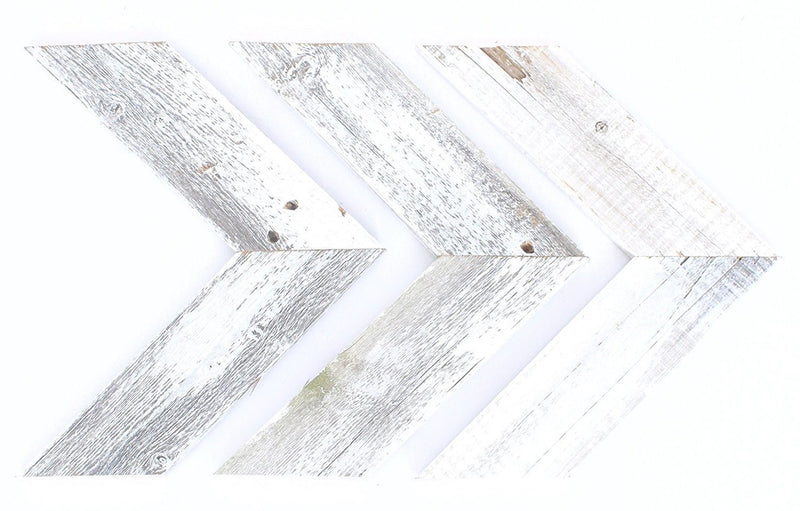 Set of 3 White Wash Reclaimed Wood Chevron Arrow-0