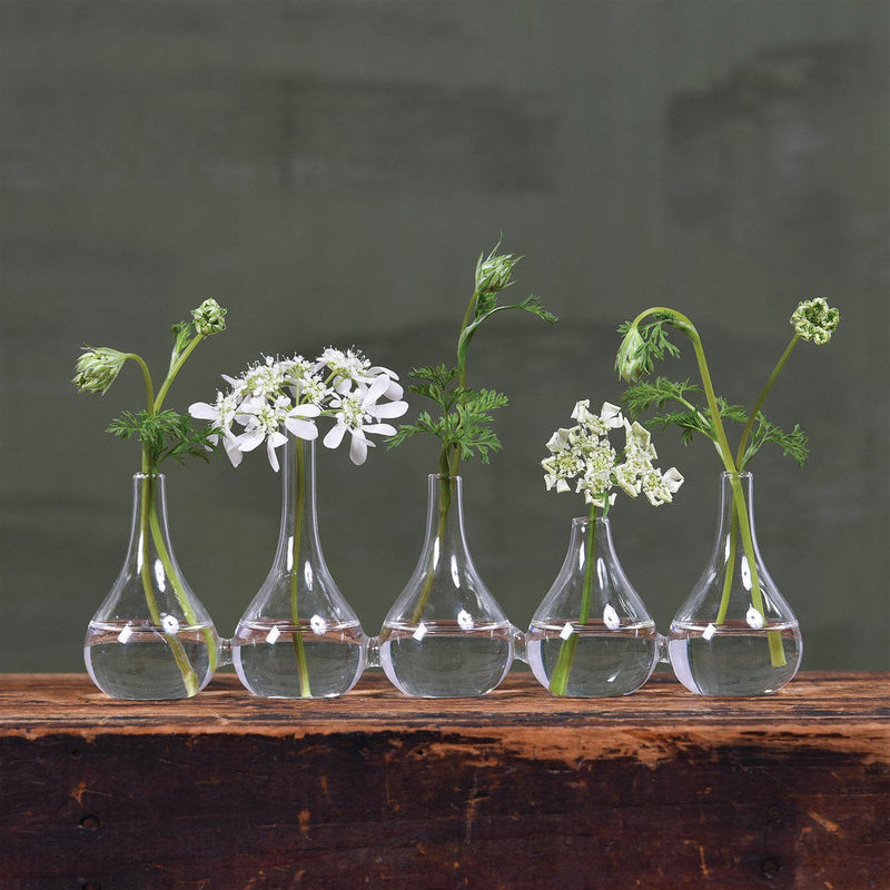 Quintuplet Set of Five Joined Glass Posy Vases-0