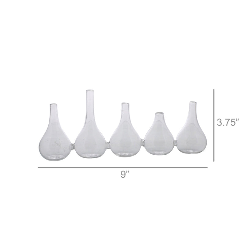 Quintuplet Set of Five Joined Glass Posy Vases-2