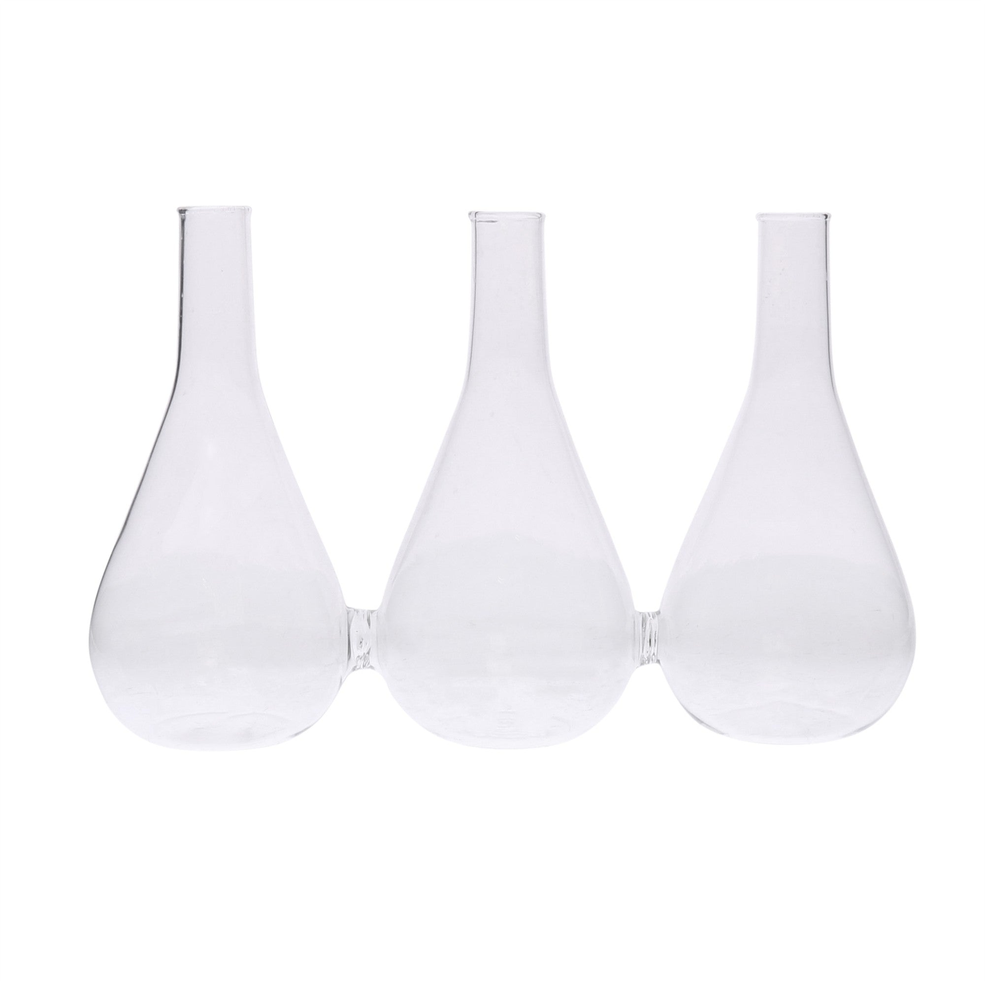 Trio Set of Three Joined Glass Posy Vases-0