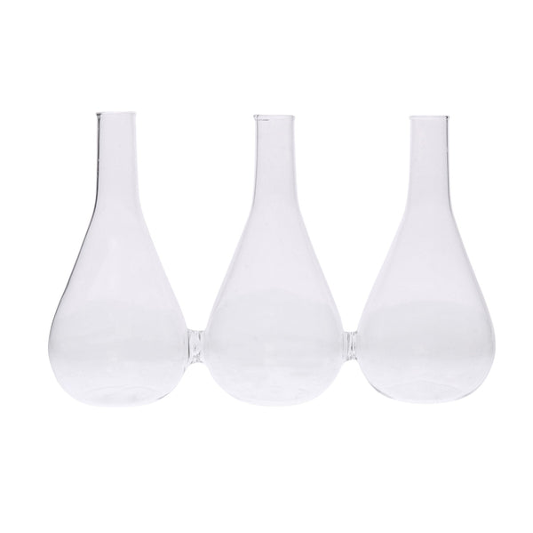 Trio Set of Three Joined Glass Posy Vases-0