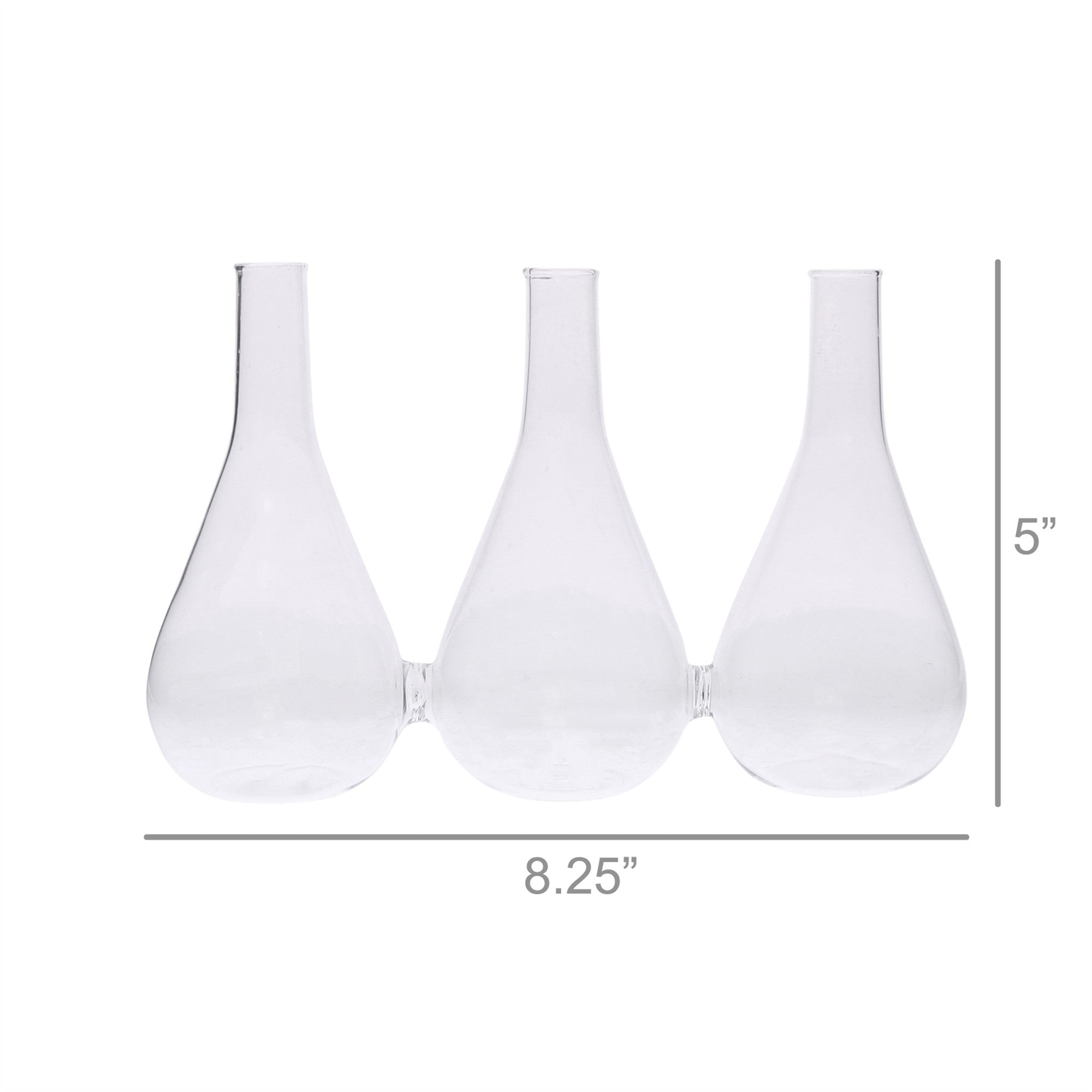 Trio Set of Three Joined Glass Posy Vases-1