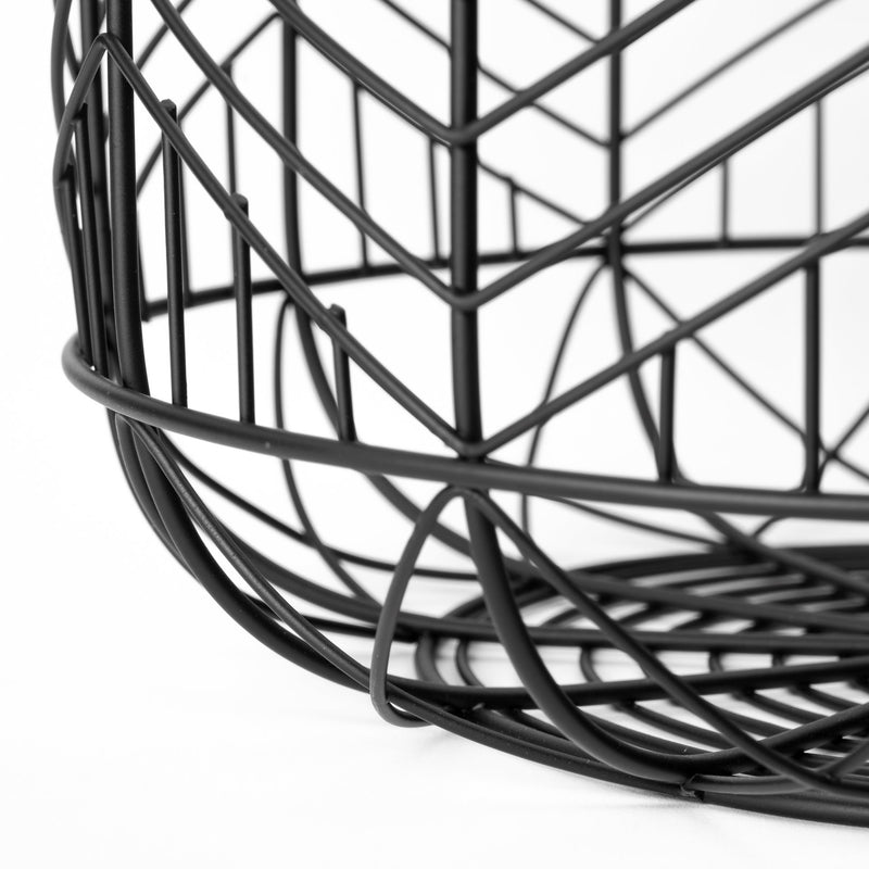 Set of Two Black Metal Wire Chevron Bowls-4