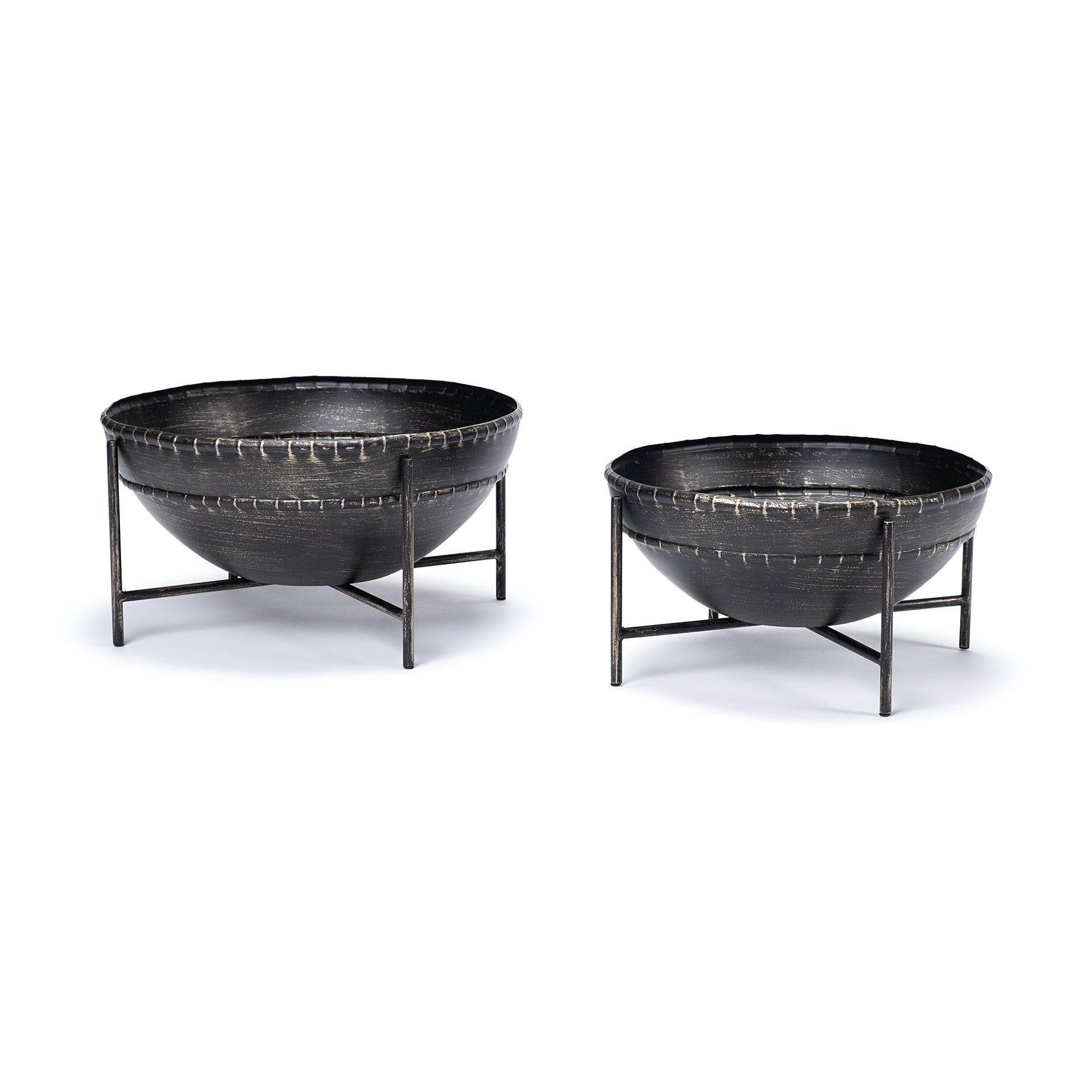 Set of Two Metal Bowls with Stands-0