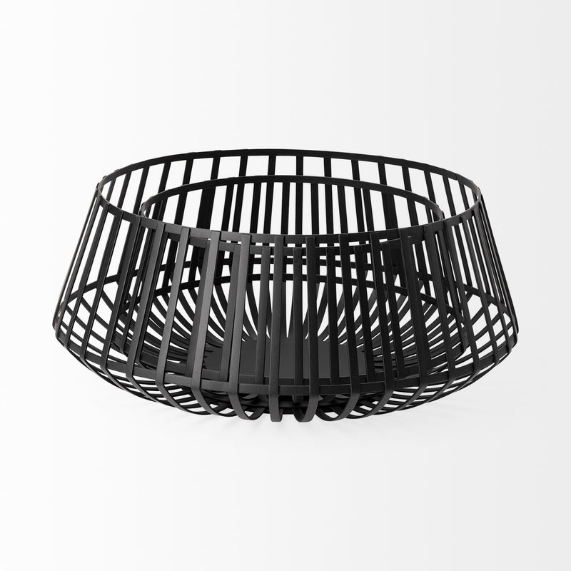 Set of Two Black Metal Wire Decorative Bowls-2