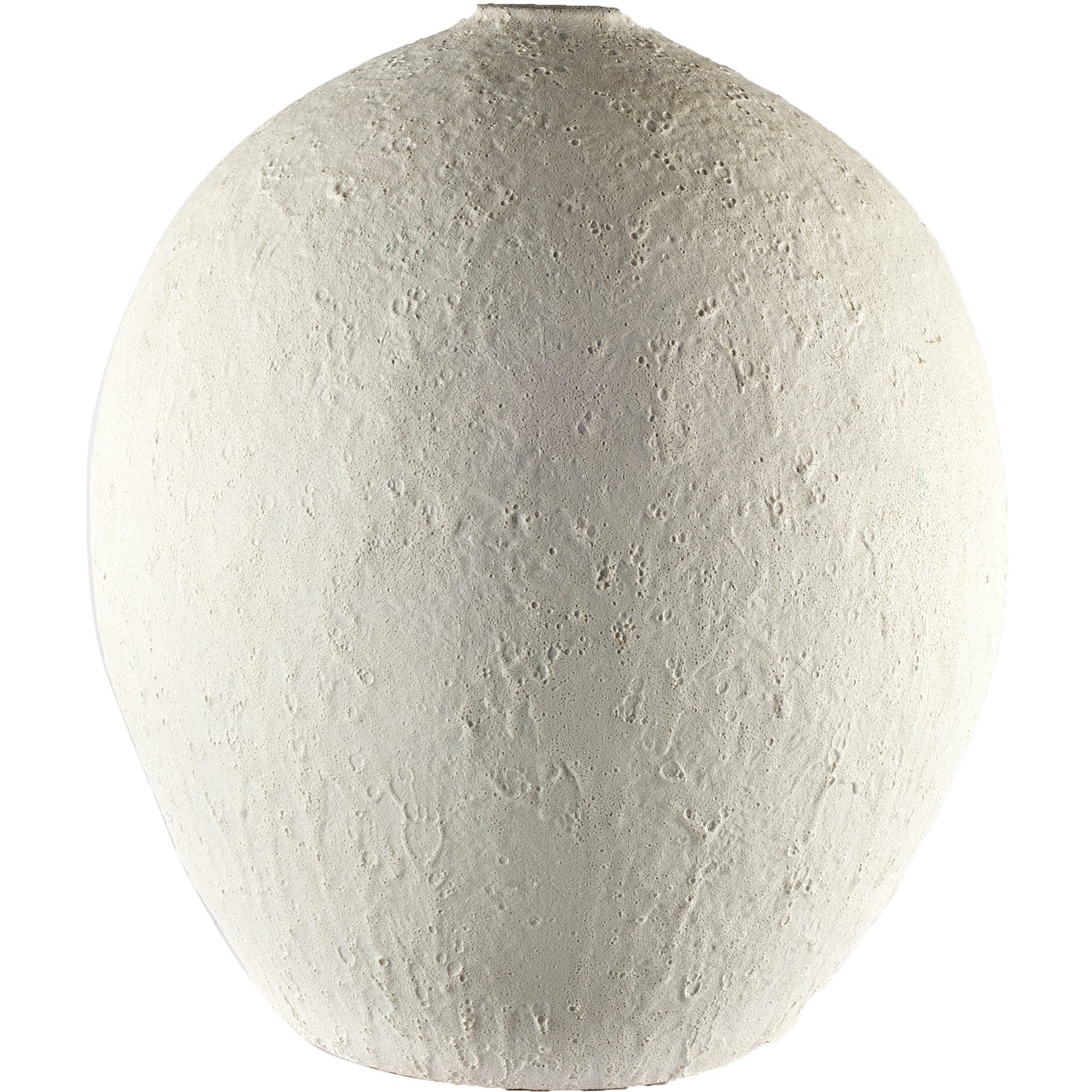 Wide White Textrured Ceramic Vase-0