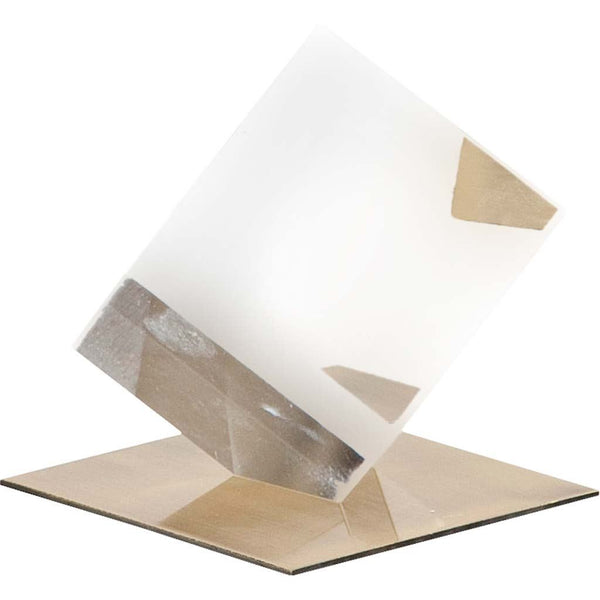 5" Optical Glass Cube and Gold Sculpture-0