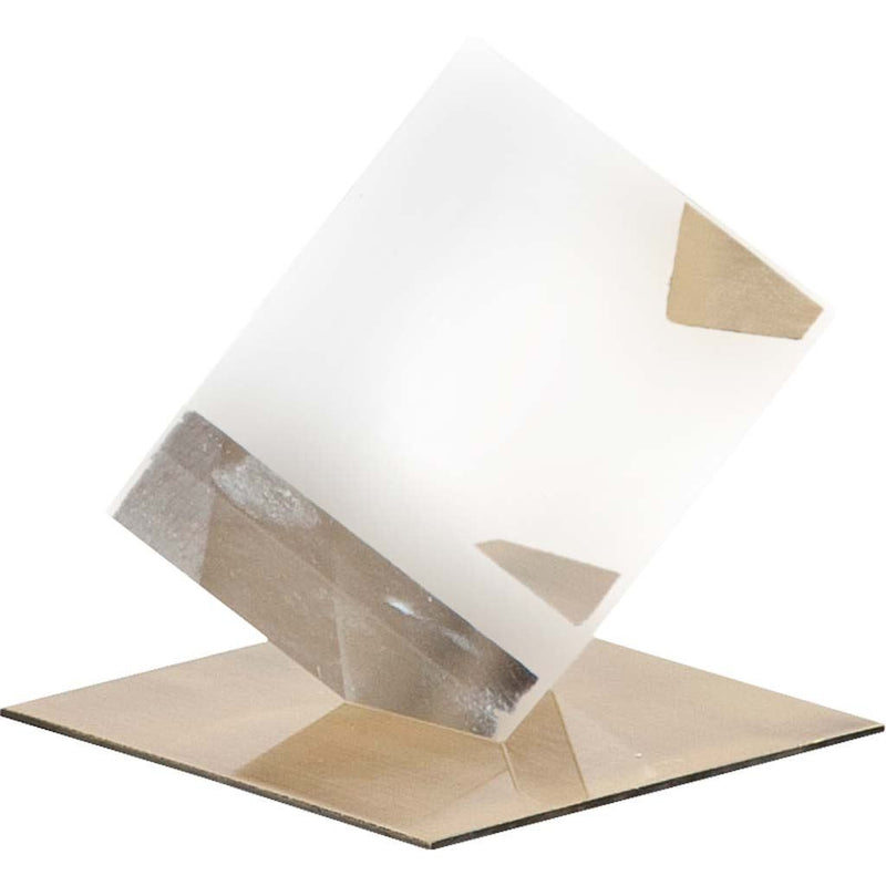 5" Optical Glass Cube and Gold Sculpture-0