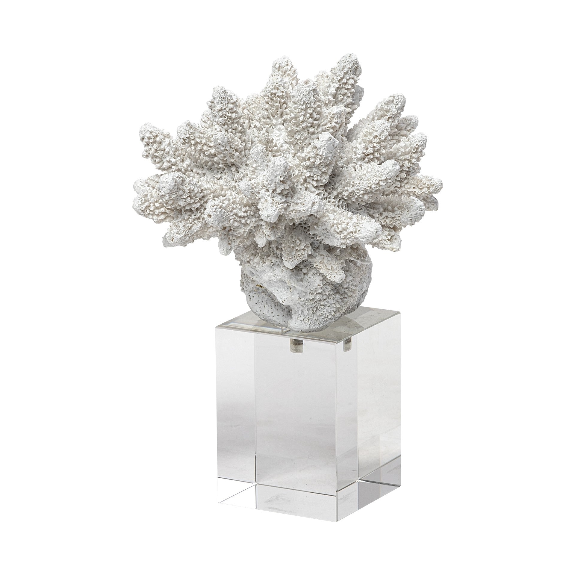 6" White Contempo Coral and Glass Sculpture-0