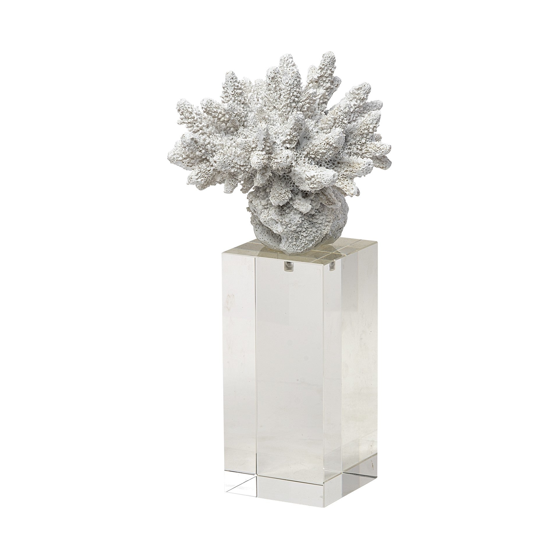 10" White Contempo Coral and Glass Sculpture-0