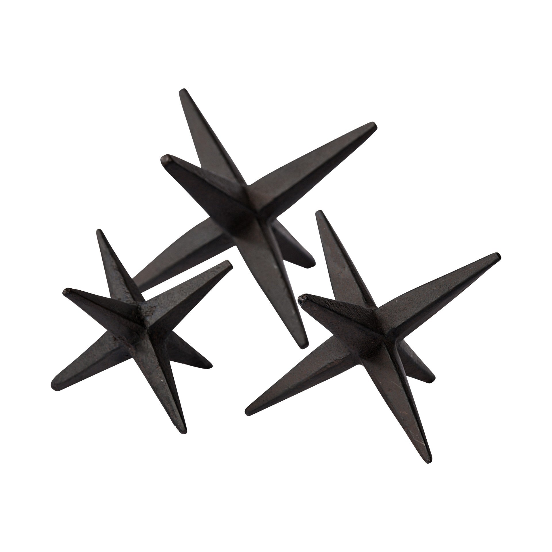 Set of Three Black Metal Star Decor Pieces-0