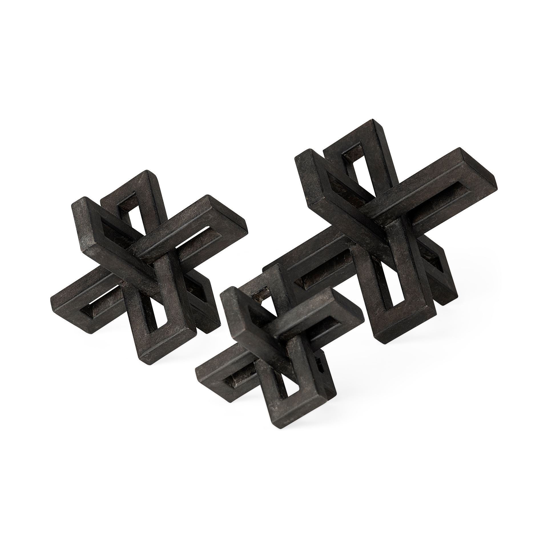 Set of Three Black Metal Decorative Jacks-0