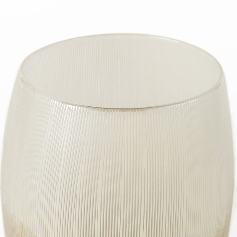 9" Creamy White and Gold Ombre Striped Long Glass Vase-3