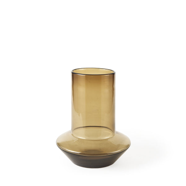 10" Vintage Look Ombre Brown Glass Vase-0