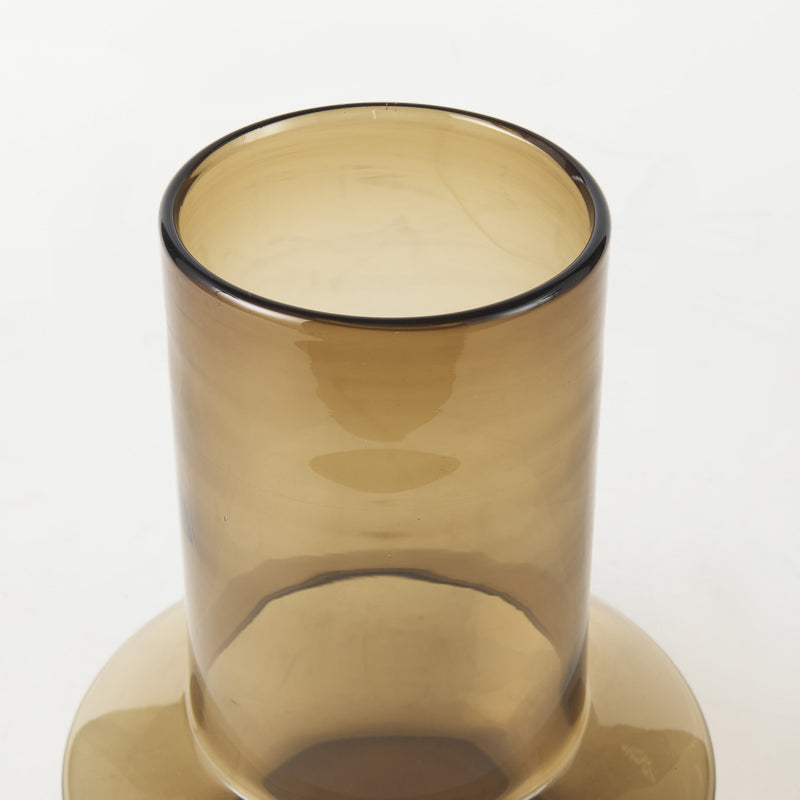 10" Vintage Look Ombre Brown Glass Vase-3