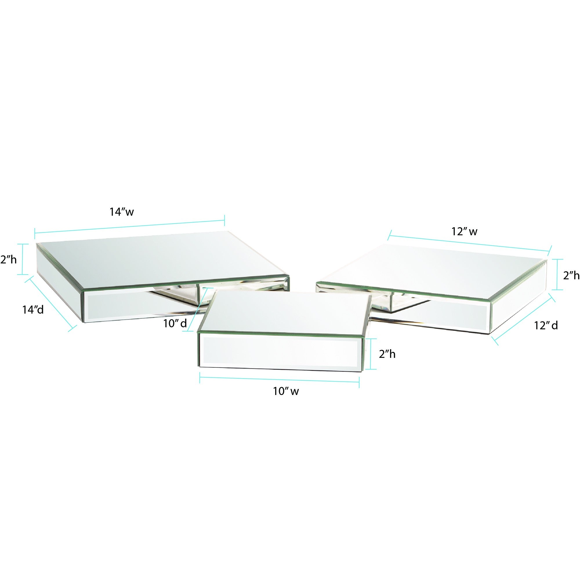 Set of Three Mirrored Rectangular Display Platforms-3