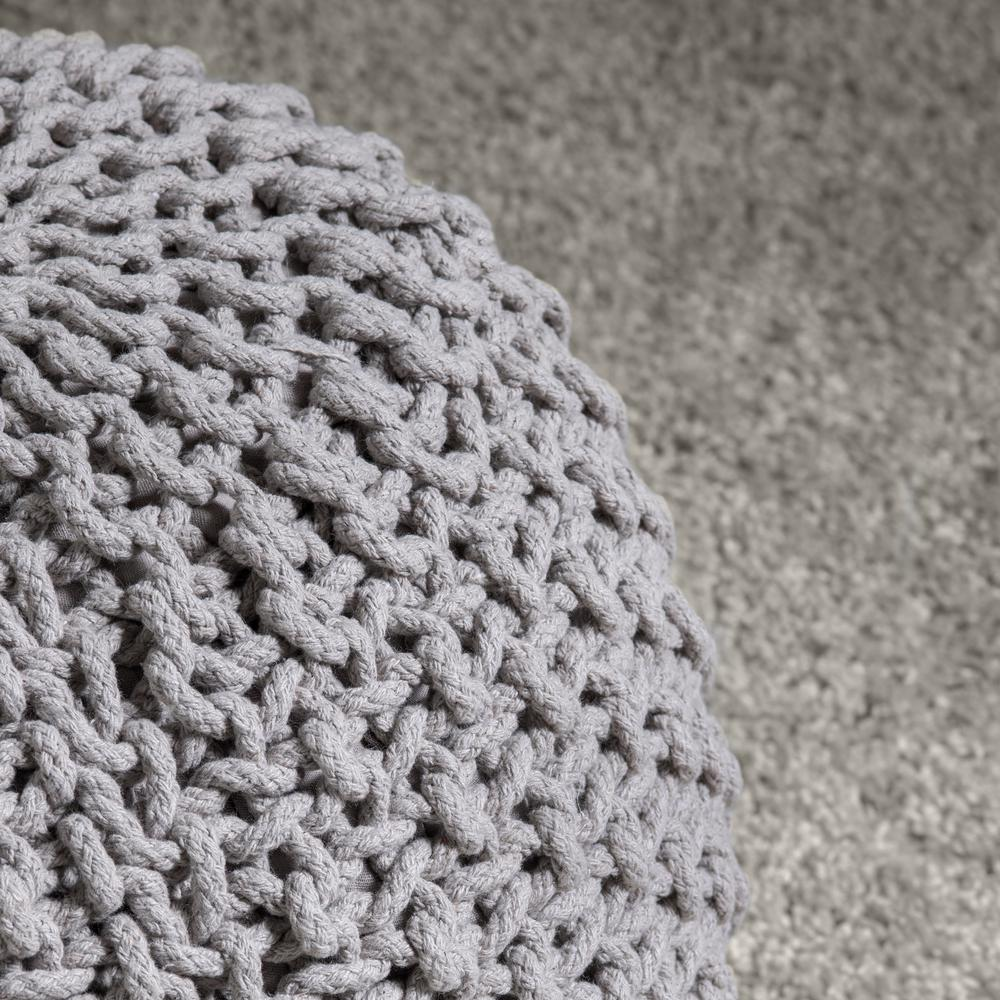 Ananya Gray Knit Cotton Handmade Pouf