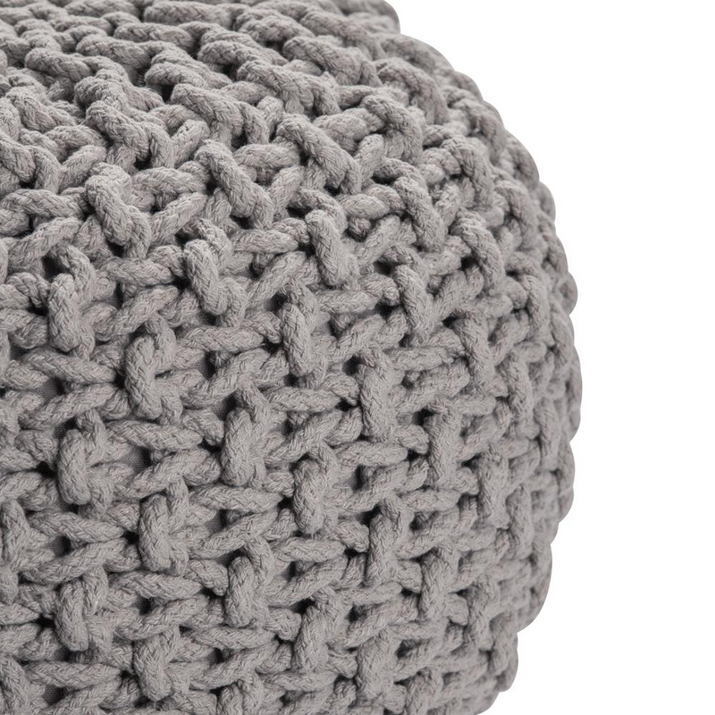 Ananya Gray Knit Cotton Handmade Pouf