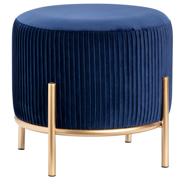 Marley Navy Blue Velvet Stool