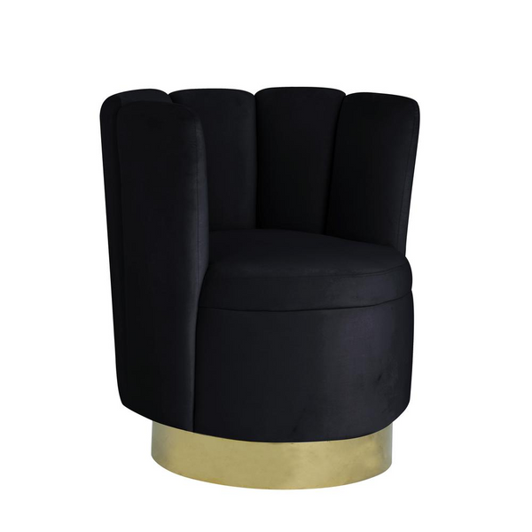 Ellis Black Velvet Upholstered Swivel Accent Chair