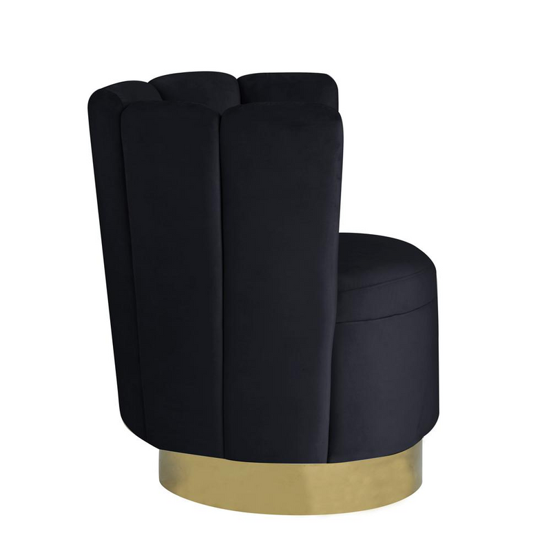 Ellis Black Velvet Upholstered Swivel Accent Chair