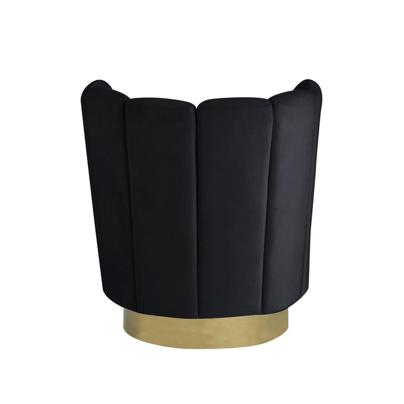 Ellis Black Velvet Upholstered Swivel Accent Chair