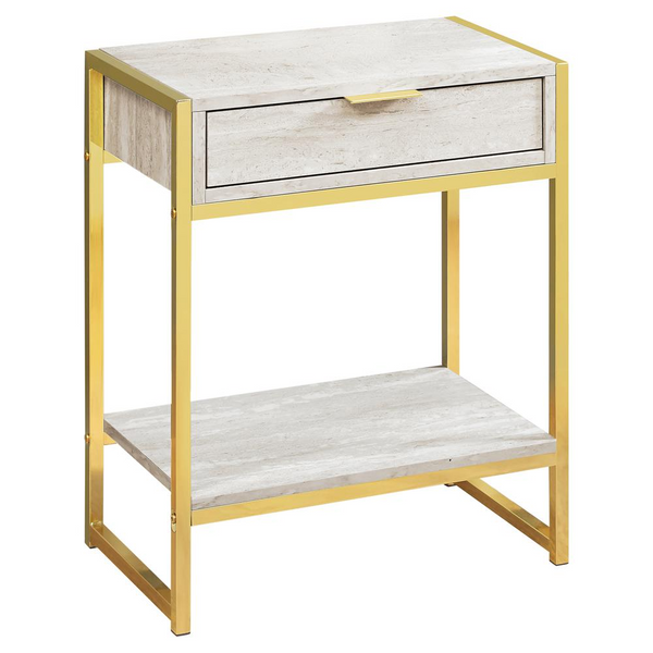 Beige Faux Marble Accent Table