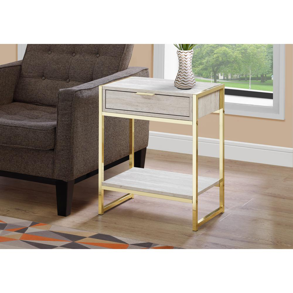 Beige Faux Marble Accent Table