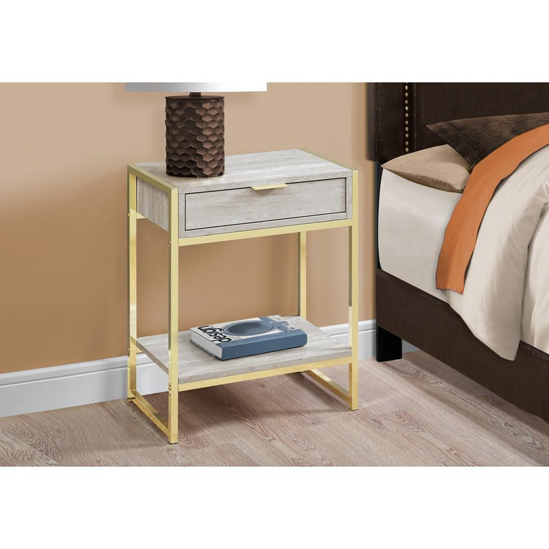 Beige Faux Marble Accent Table