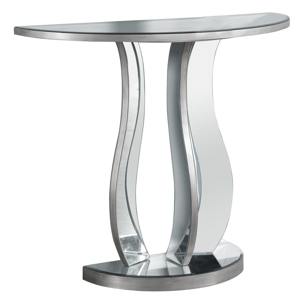 ACCENT TABLE - 36"L / BRUSHED SILVER / MIRROR