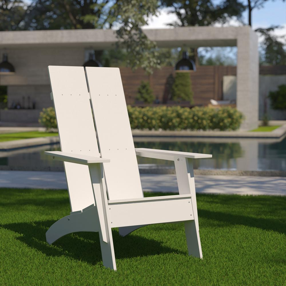 Sawyer Modern All-Weather Poly Resin White Wood Adirondack Chair