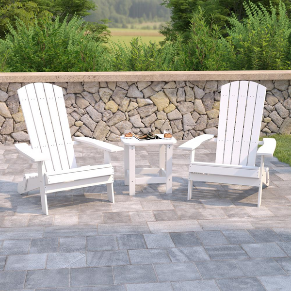 Charlestown All-Weather Poly Resin Folding Adirondack Chair with Side Table