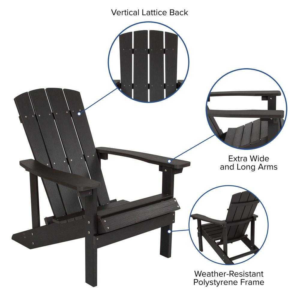 Slate Gray Celestial Retreat Adirondack Chair Set with Star and Moon Fire Pit