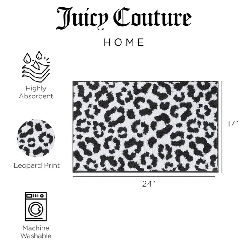 Juicy Couture Leopard Print Bath Rug with Non-Slip Backing