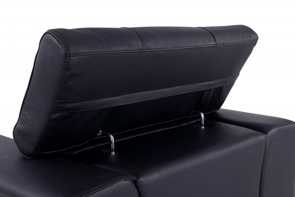 89" Black and Chrome Genuine Leather Standard Sofa-4