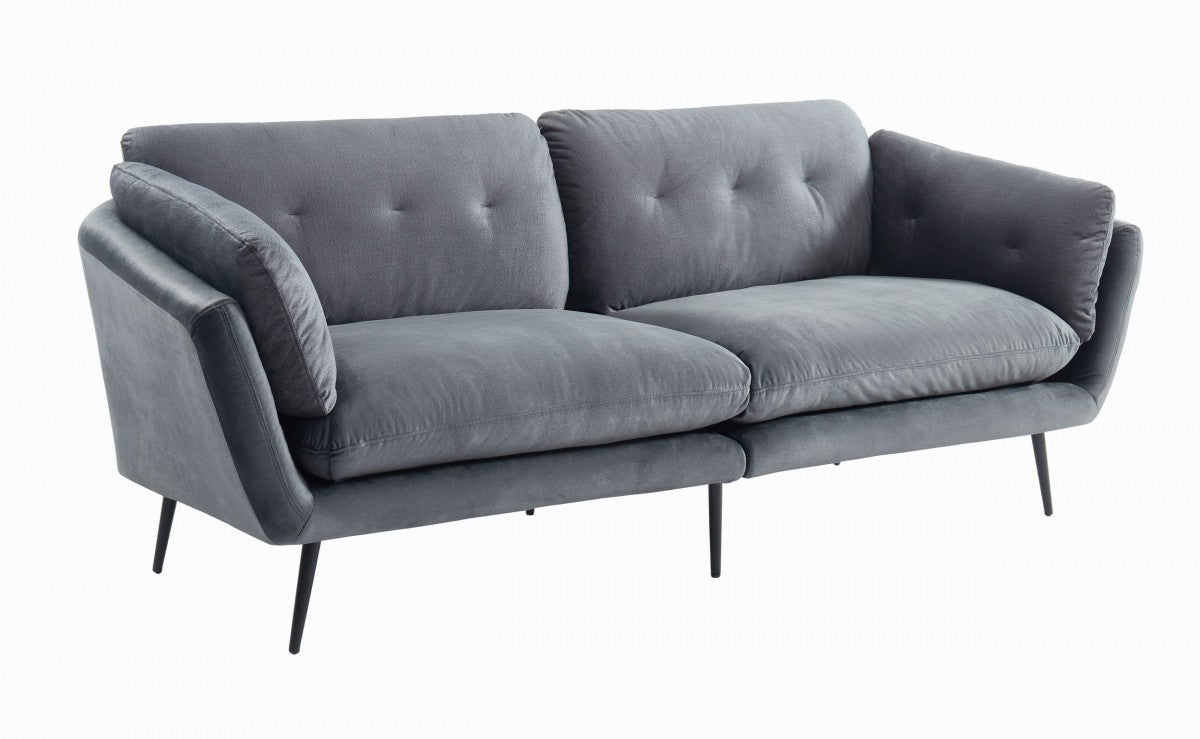 Modern 84" Dark Grey Sofa With Two Cushions-0