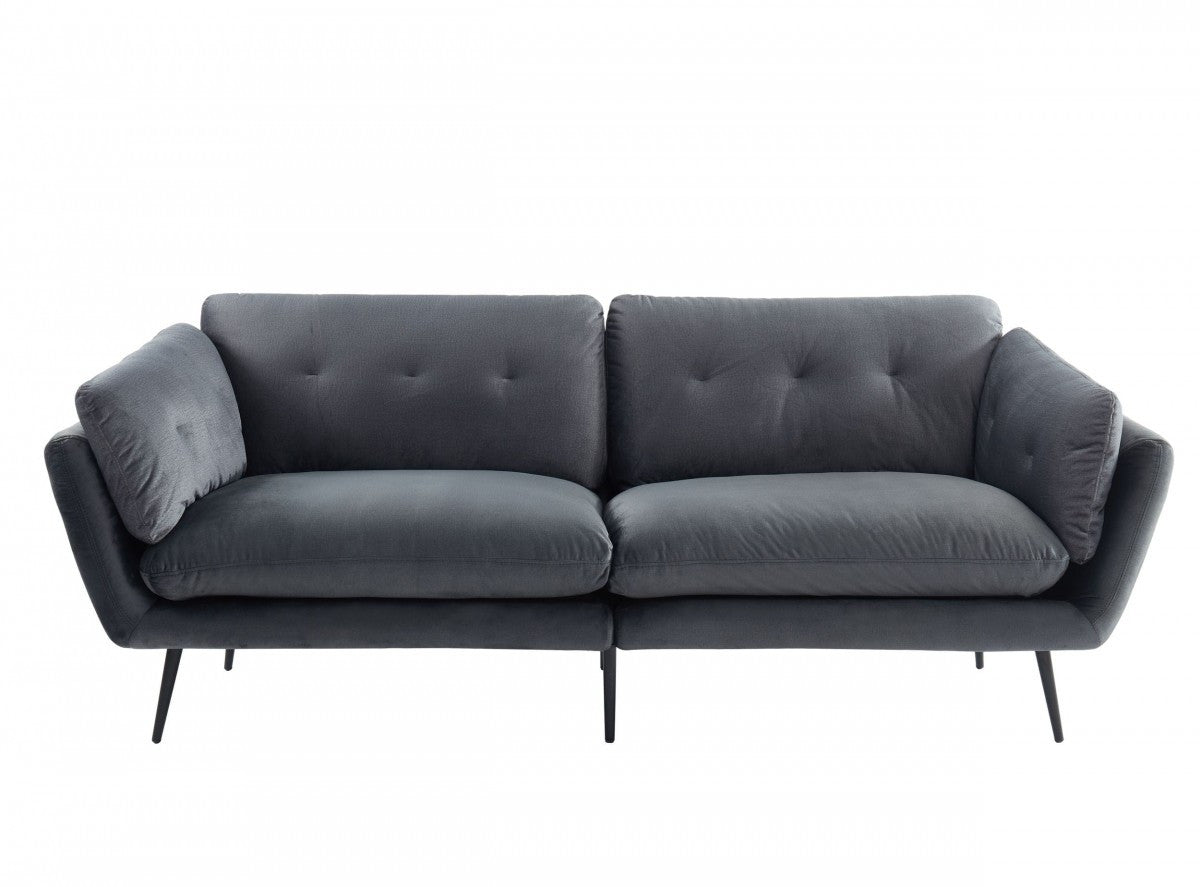 Modern 84" Dark Grey Sofa With Two Cushions-1