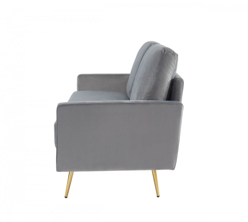 Compact 72" Grey Velvet Sofa With Two Cushions-2