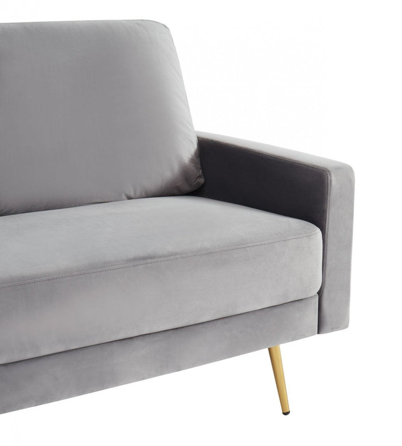 Compact 72" Grey Velvet Sofa With Two Cushions-4