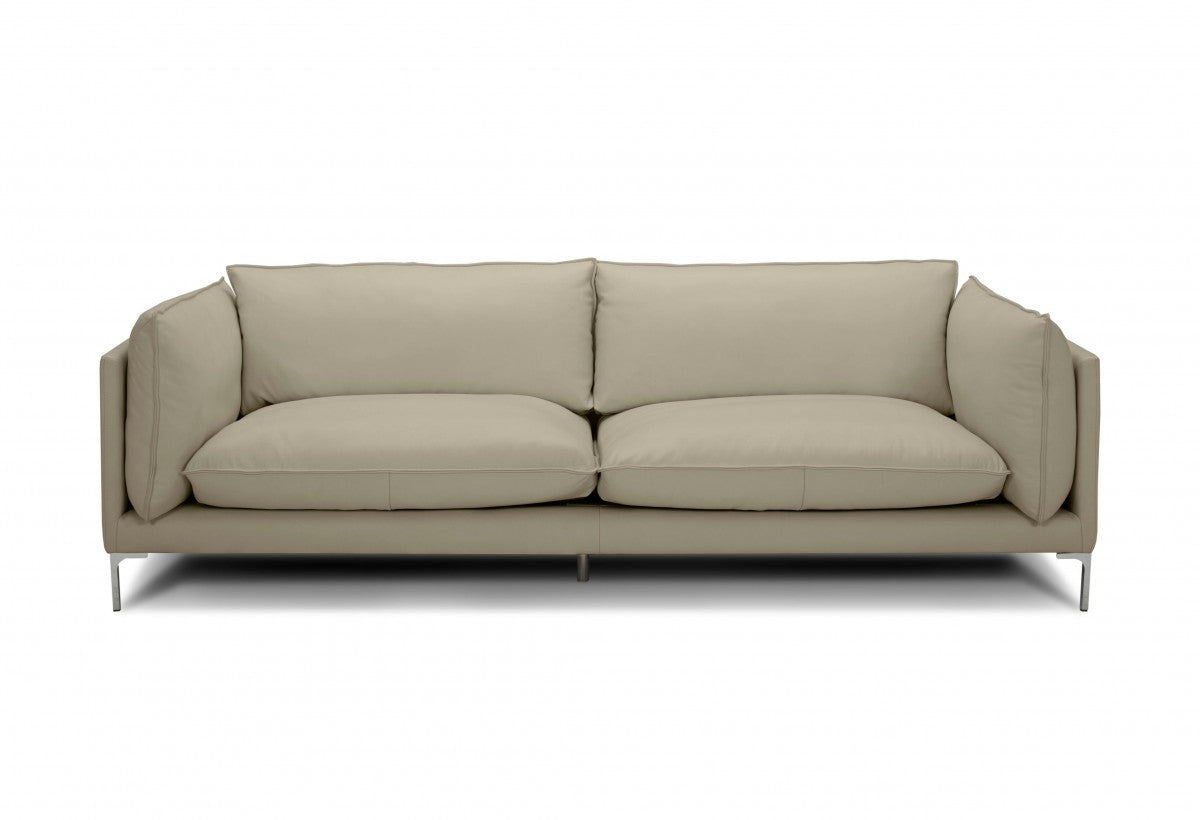 96" Taupe Top Grain Leather Standard Sofa-0