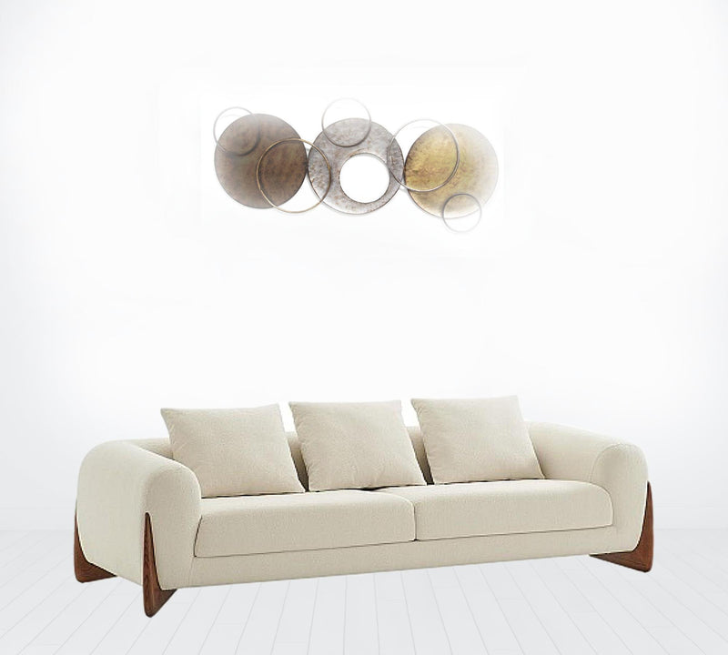 100" Cream Long Fabric and Walnut Wood Standard Sofa-5