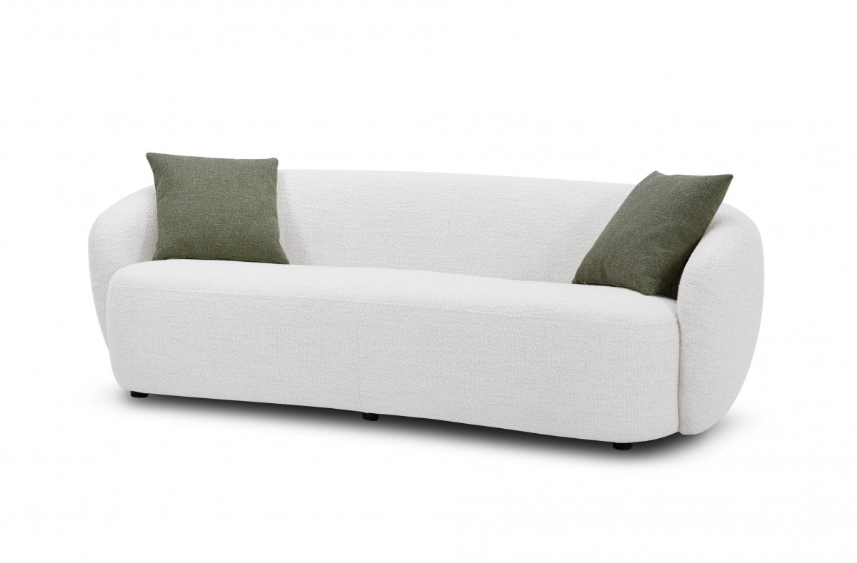 90" Off White Textured Fabric Standard Sofa-0