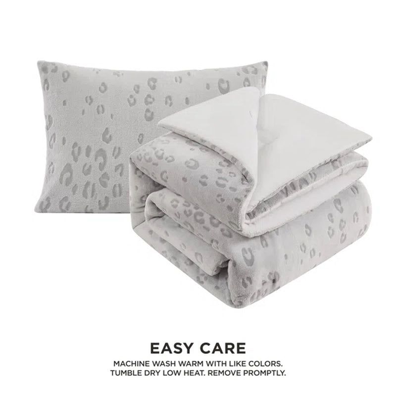 Juicy Couture Valentina Gray/White Microfiber Reversible Comforter Set